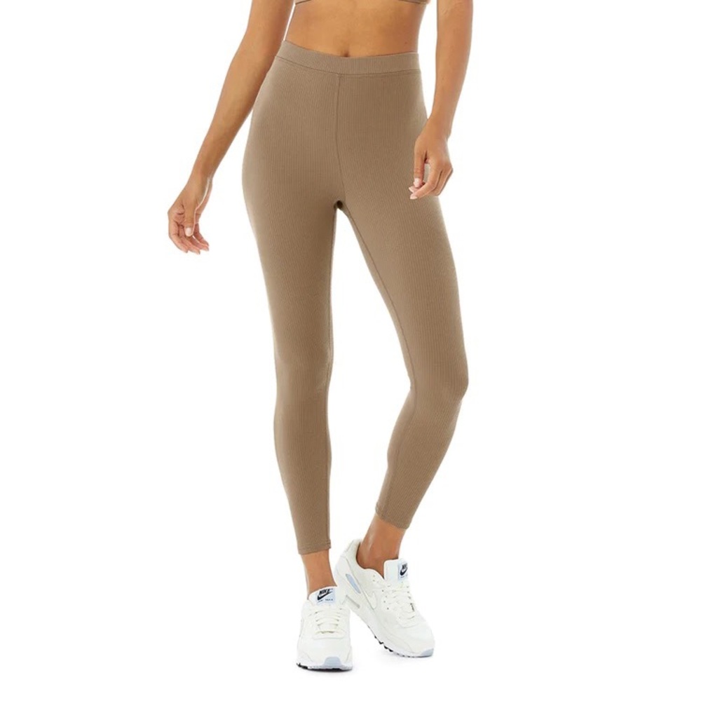 Alo yoga ribbed high waist 7/8 blissful legging in gravel multiple sizes NWT
